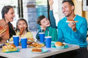 family eating food