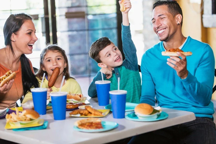 family eating food